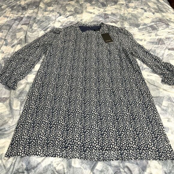 NWT Kojooin Ruffle Mock Neck Long Sleeve Floral Pleated Flowy Mini Dress Sz XXL - Picture 6 of 12